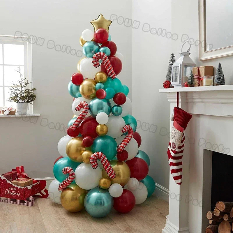 Christmas Decorations Christmas Balloon Garland Arch Kit Candy Cane Star Foil Baloon Birthday Party Christmas Tree New Year Gift