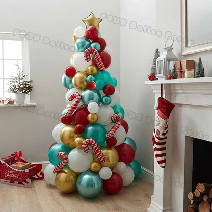 Christmas Decorations Christmas Balloon Garland Arch Kit Candy Cane Star Foil Baloon Birthday Party Christmas Tree New Year Gift