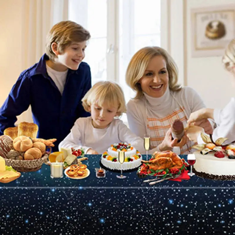 Disposable Starry Sky Theme Tablecloth Adult Children Birthday Party Decoration Starry River Star Outer Space Party Table Cloth