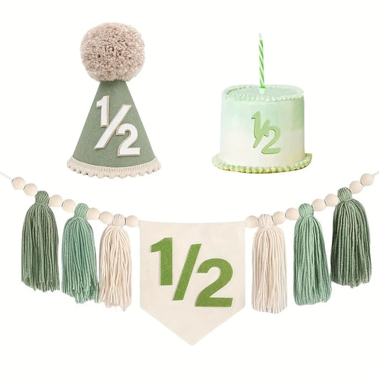 Half-Year Birthday Party Decoration Set, Available in Four Colors, Bohemian-Style Tassel Garland for First Birthday Celebrations
