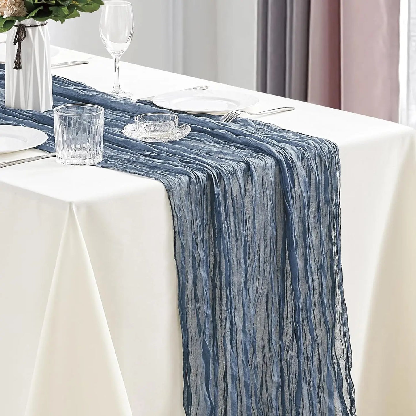 10Pcs Cheesecloth Table Runner Boho Gauze Table Runner 40x270cm Romantic Table Runner for Wedding Bridal Shower Birthday Party