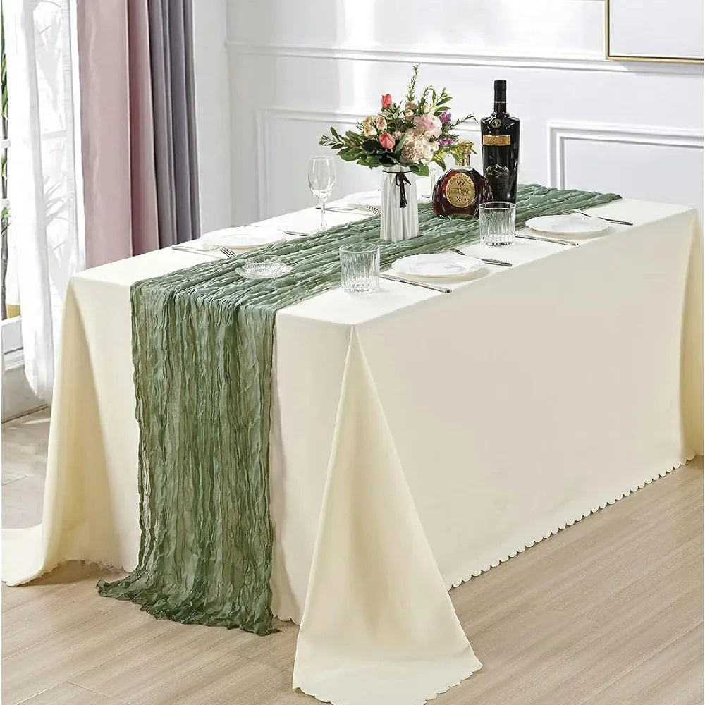 10Pcs Cheesecloth Table Runner Boho Gauze Table Runner 40x270cm Romantic Table Runner for Wedding Bridal Shower Birthday Party