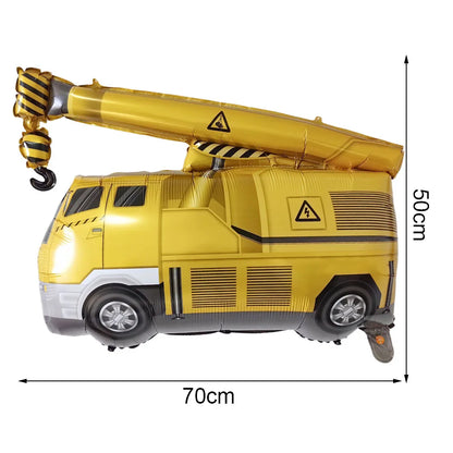Construction Truck Balloons Excavator Cement Truck Forklift Crane Foil Balloon Kid Boys Birthday Party Construction Theme Decors