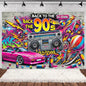 90’S Disco Party Decorations Back To 90s Backdrop Women Men Friend Birthday Music Party Disposable Tableware Balloon CakeTopper