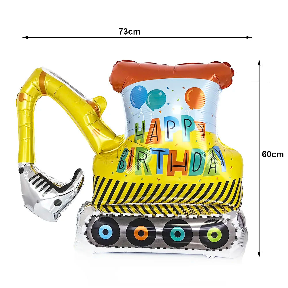 Construction Truck Balloons Excavator Cement Truck Forklift Crane Foil Balloon Kid Boys Birthday Party Construction Theme Decors