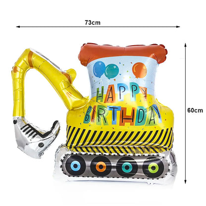 Construction Truck Balloons Excavator Cement Truck Forklift Crane Foil Balloon Kid Boys Birthday Party Construction Theme Decors