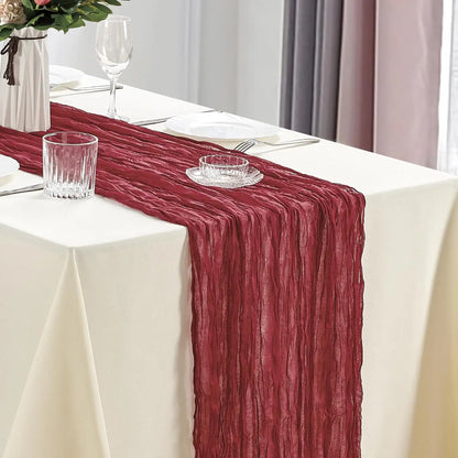 10Pcs Cheesecloth Table Runner Boho Gauze Table Runner 40x270cm Romantic Table Runner for Wedding Bridal Shower Birthday Party