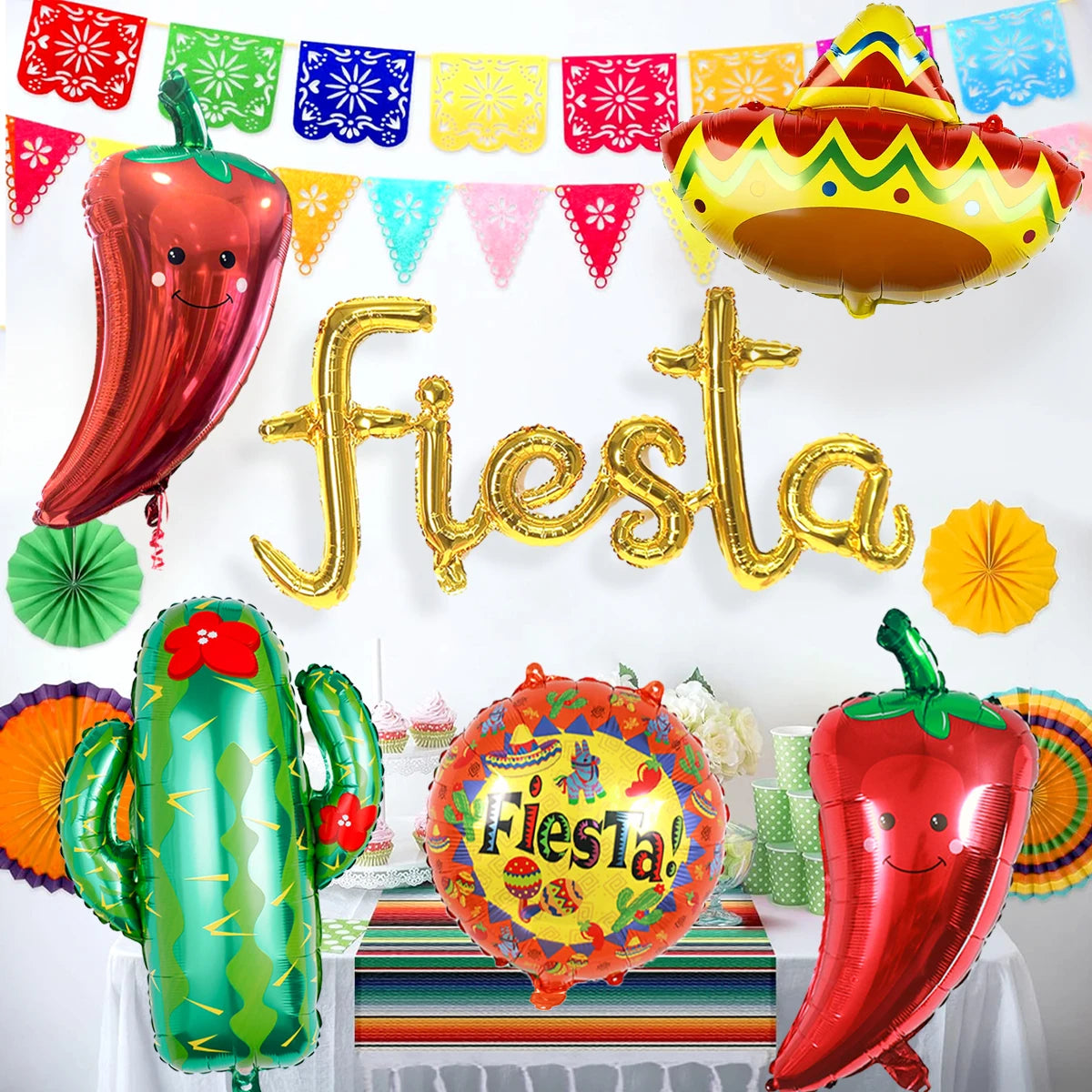 2025 Fiesta Party Decoration Balloons Mexican Fiesta Party Decorations Taco Luau Decorations Birthday Party Supplies Home Decor