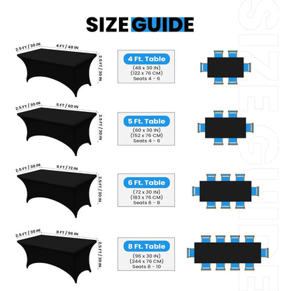 Spandex Tablecloth Tight Fitted Washable and Wrinkle Resistant Stretch Rectangular Patio Table Cover for Event Wedding Parties