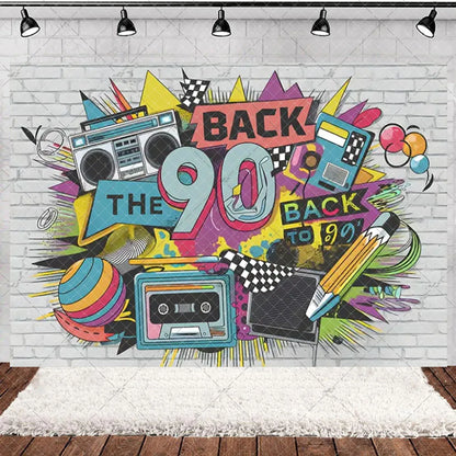 90’S Disco Party Decorations Back To 90s Backdrop Women Men Friend Birthday Music Party Disposable Tableware Balloon CakeTopper