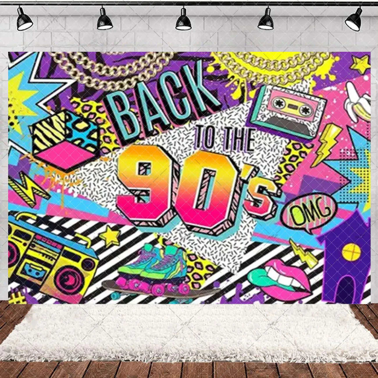 90’S Disco Party Decorations Back To 90s Backdrop Women Men Friend Birthday Music Party Disposable Tableware Balloon CakeTopper