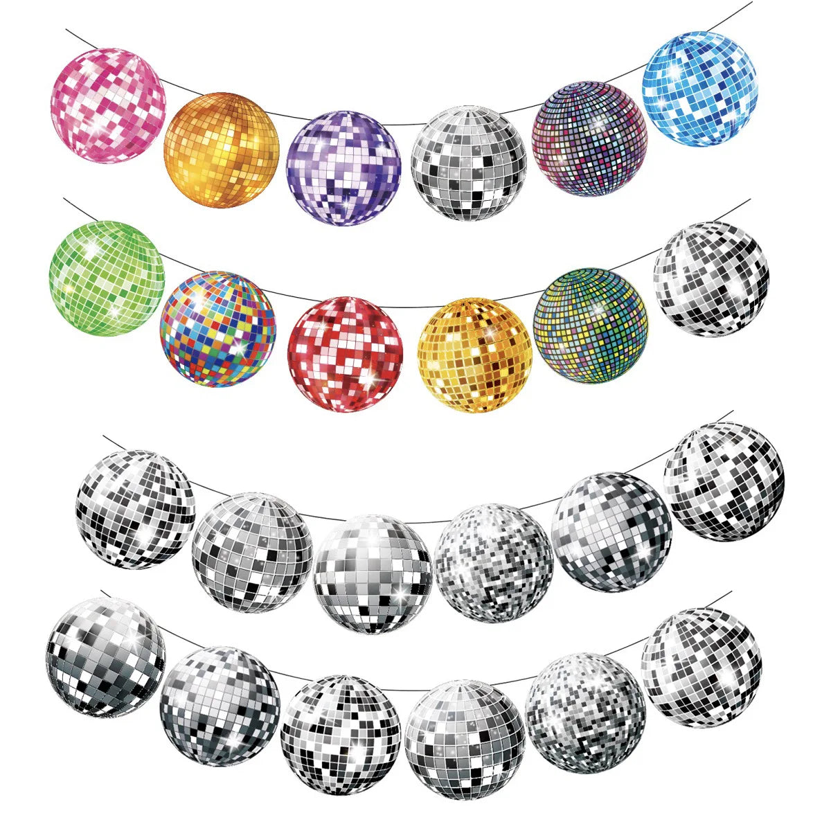 Disco Themed Party Banner Hanging Swirls Decor 70s 80s 90s retro Musical party Dancing Birthday Party Ceiling Spiral Decoration