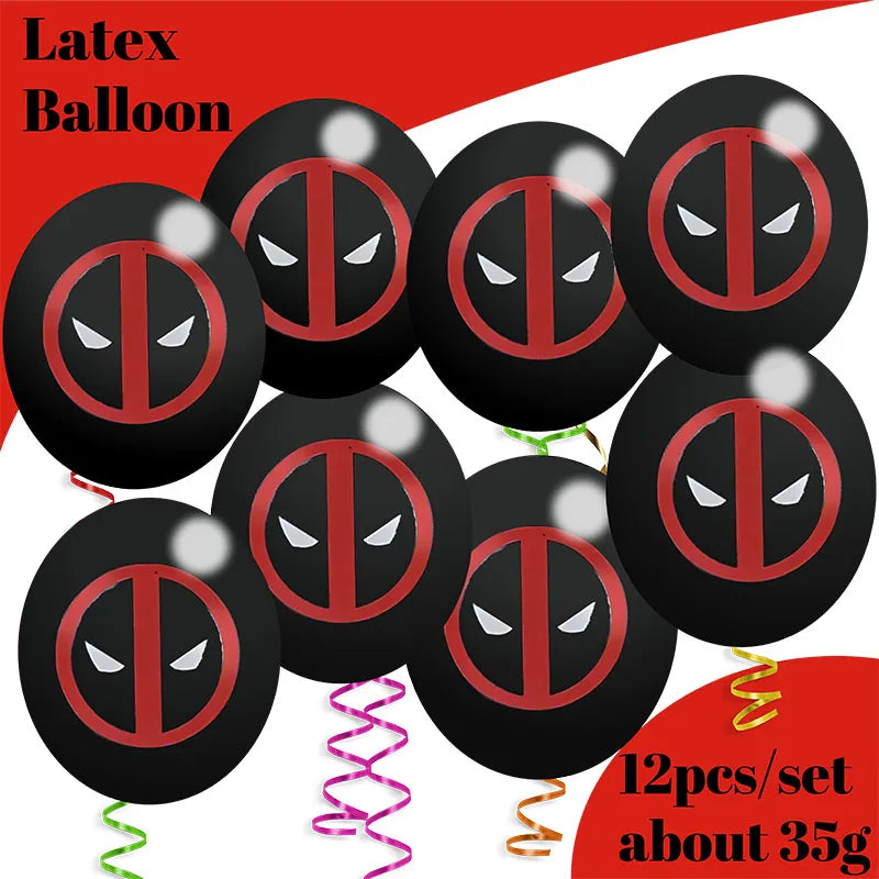 DEADPOOL Birthday Party Decorations Disposable Tableware Cake Topper Flag Kids Anniversaire Party Baby Shower Cake Kids Favors