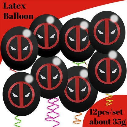 DEADPOOL Birthday Party Decorations Disposable Tableware Cake Topper Flag Kids Anniversaire Party Baby Shower Cake Kids Favors