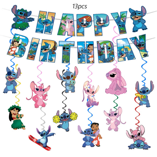 Stitch Party Supplies, Birthday Banner,  Hanging Swirls For Stitch Party Decorations，Stitch birthday party decorations