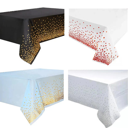 Birthday Party Decorations Tablecloth Black Gold Dots Tablecover Dinner Supplies for Wedding Decorations