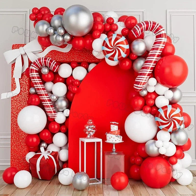 Christmas Decorations Christmas Balloon Garland Arch Kit Candy Cane Star Foil Baloon Birthday Party Christmas Tree New Year Gift