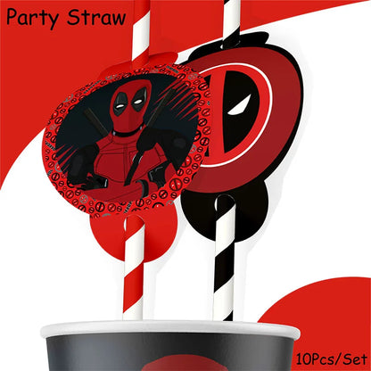 DEADPOOL Birthday Party Decorations Disposable Tableware Cake Topper Flag Kids Anniversaire Party Baby Shower Cake Kids Favors