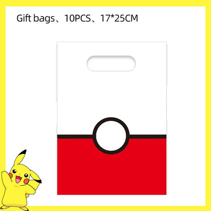Pokemon Birthday Party Decoration Pikachu Balloons Disposable Tableware Cup Napkin Plate Tablecloth Baby Shower Cake Topper Flag
