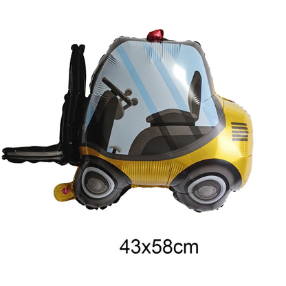 Construction Truck Balloons Excavator Cement Truck Forklift Crane Foil Balloon Kid Boys Birthday Party Construction Theme Decors