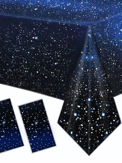 Disposable Starry Sky Theme Tablecloth Adult Children Birthday Party Decoration Starry River Star Outer Space Party Table Cloth