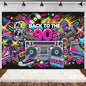 90’S Disco Party Decorations Back To 90s Backdrop Women Men Friend Birthday Music Party Disposable Tableware Balloon CakeTopper